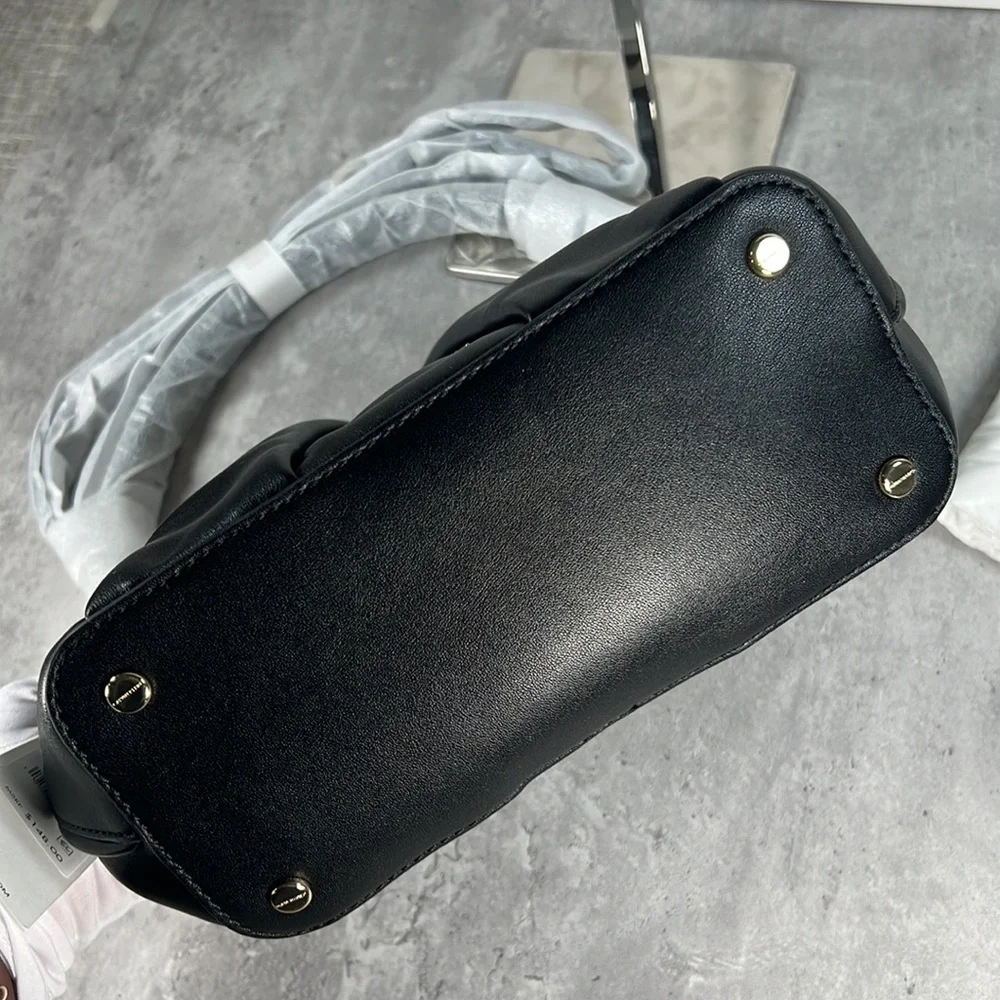 Calvin Klein NEW Myla Smooth PU Bucket Bag Black/Gold